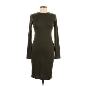 ZARA Trafaluc Collection Long Sleeve Midi Minimalistic Casual Dress in Khaki